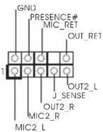 GND PRESENCE# MIC_RET OUT_RET J_SENSE OUT2_L J_SENSE OUT2_R MIC2_R MIC2_L