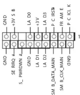 GND +3V S B SE RIRQ # S_ PWRDWN # GND LA D0 +3V LA D1 LA D2 P C IRS# FR AM E P C ICL K SM B_DATA_MAIN SM B_CLK_MAIN QND 1
