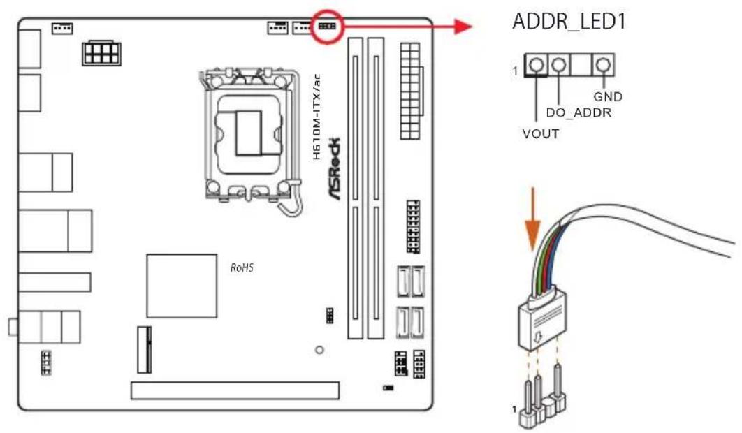 ASROCK H610M-ITX/ac - アドレサブル RGB LED ストリップを接続する - 1