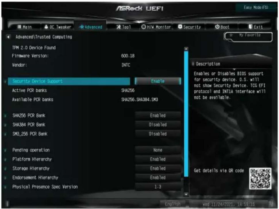 ASROCK H610M-ITX/ac - Trusted Computing (トラステッド・コンピューティング) - 1