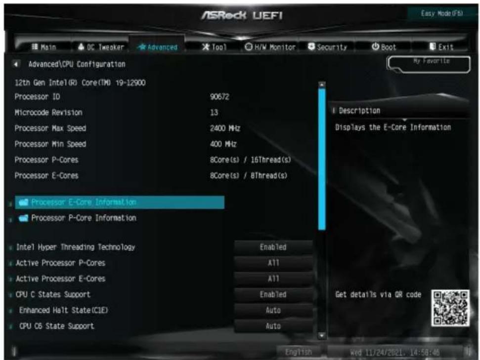 ASROCK H610M-ITX/ac - CPU Configuration (CPU 設定) - 1