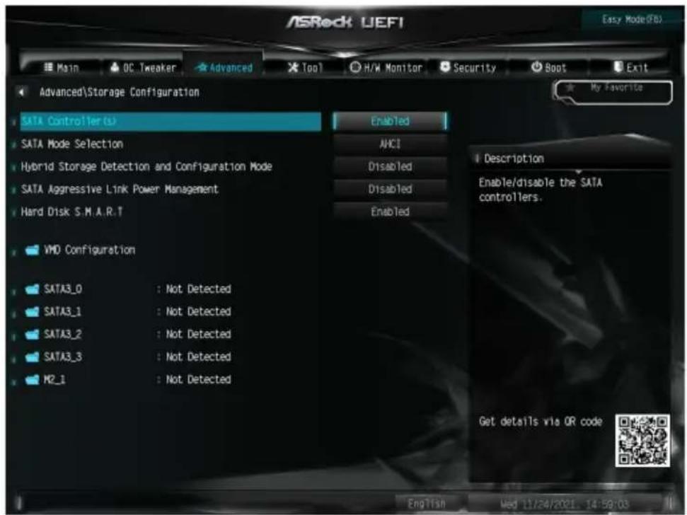 ASROCK H610M-ITX/ac - Storage Configuration (ストレージ設定) - 1