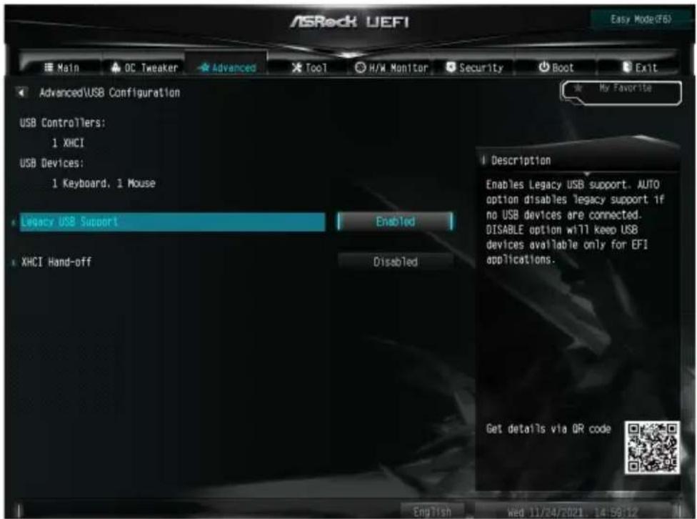 ASROCK H610M-ITX/ac - USB Configuration (USB 設定) - 1