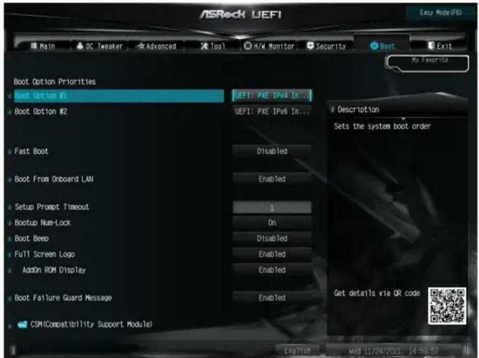 ASROCK H610M-ITX/ac - Boot (ブート) 画面 - 1