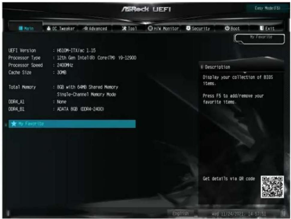 ASROCK H610M-ITX/ac - Main (メイン) 画面 - 2