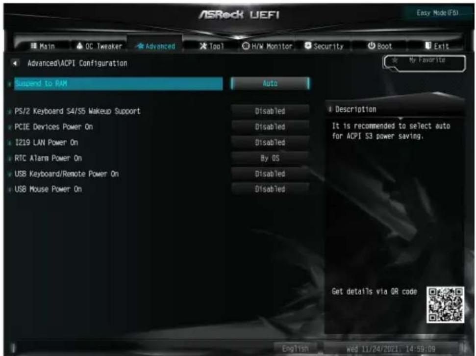 ASROCK H610M-ITX/ac - ACPI Configuration (ACPI 設定) - 1