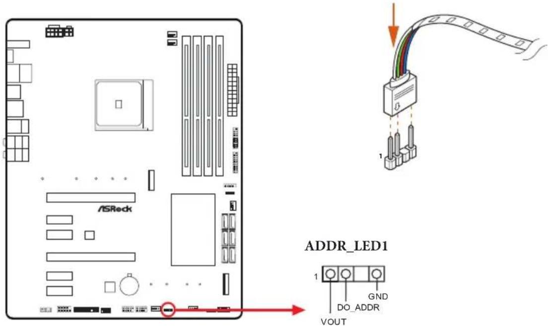 ASROCK X470 Master SLI/ac - Connecting the Addressable RGB LED Strip - 1
