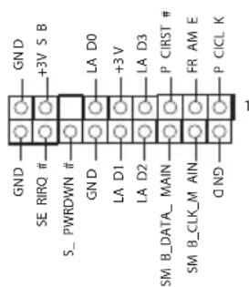 GND +3V S B SE RIRQ # S_ PWRDWN # GND LA D0 +3V LA D1 LA D2 LA D3 P CIRST # SM_B_DATA_MAIN FR AM E SM_B_CLK_M_AIN QND P CICL K 1