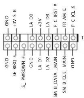 GND +3V S B SE RIRQ # S_ PWRDOWN # GND LA D0 +3V LA D1 LA D2 LA D3 P C IRST # SM_B_DATA_MAIN FR AM E SM_B_CLK_MAIN P C ICL K GND 1