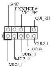 GND PRESENCE# MIC_RET OUT_RET J_SENSE OUT2_L J_SENSE OUT2_R MIC2_R MIC2_L