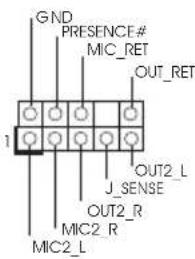 GND PRESENCE# MIC_RET OUT_RET 1 J_SENSE OUT2_L J_SENSE OUT2_R MIC2_R MIC2_L