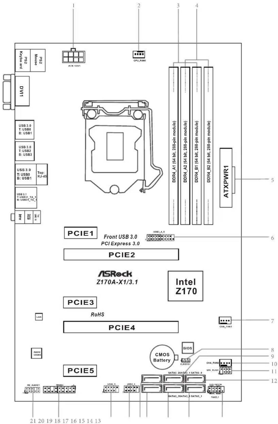 ASROCK Z170A-X1/3.1 - CALIFORNIA, USA ONLY - 2