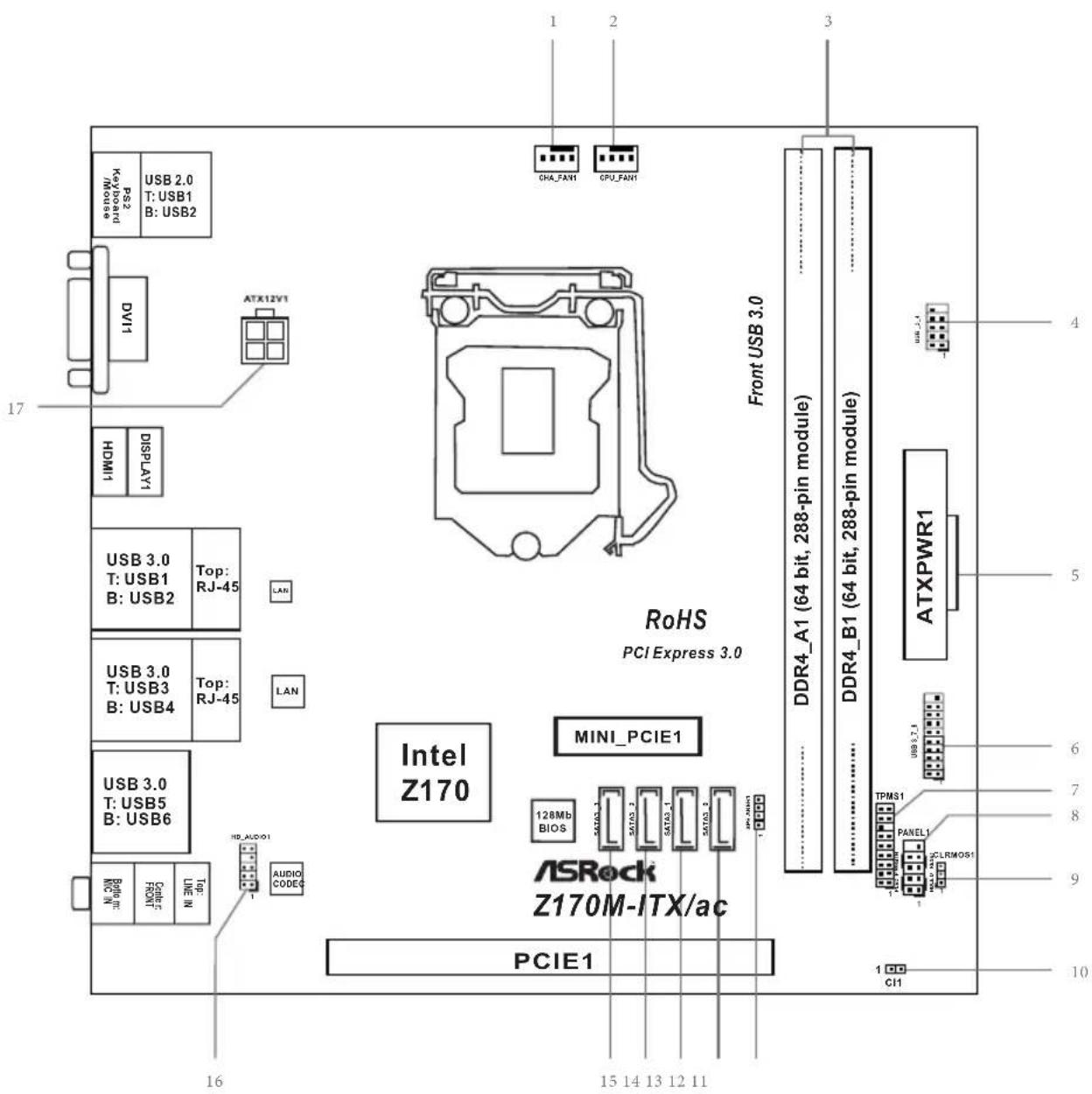 ASROCK Z170M-ITX/ac - CALIFORNIA, USA ONLY - 3
