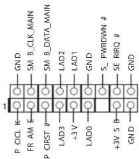 GND SM B_CLK_MAIN SM B_DATA_MAIN LAD2 LAD1 GND S_PWRDWN # SE RIRQ # GND P_CICL_K FR_AM_E P_CIRST# +3V LAD3 LAD0 +3V S_B- GND