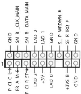 P CI C L-W FR A M-F P CI R ST # LAD 3 +3V LAD 0 +3VS B GN D SM B_CLK_MAIN SM B_DATA_MAIN LAD 2 LAD 1 GN D S_P WRDWN # SE R IRQ # GN D
