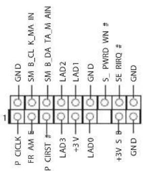 GND SM B_CL K_MA IN SM B_DA_TA_M_IN LAD2 LAD1 GND S_PWRD WN # SE RIRQ # +3V S B +3V S GND P CICLK FR AM E P CIRST # LAD3 +3V LAD0 GND