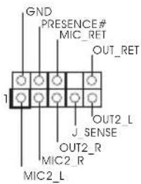GND PRESENCE# MIC_RET OUT_RET J_SENSE OUT2_L J_SENSE OUT2_R MIC2_R MIC2_L