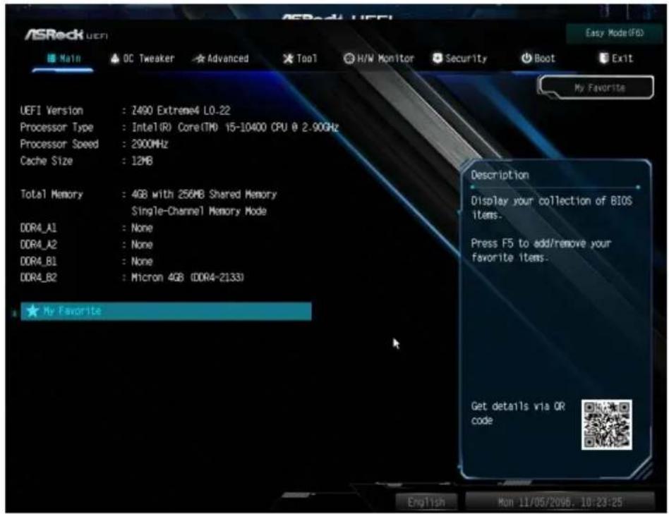 ASROCK Z490 Extreme4 - Main（×い）画面 - 1