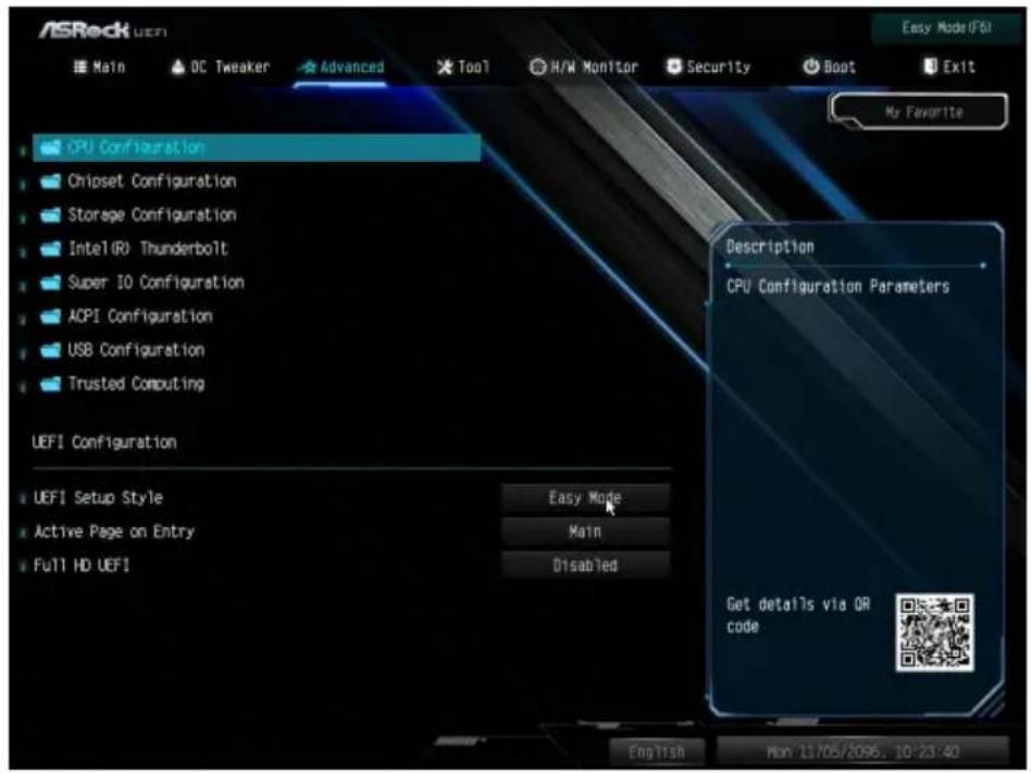 ASROCK Z490 Extreme4 - Advanced（詳細）画面 - 1