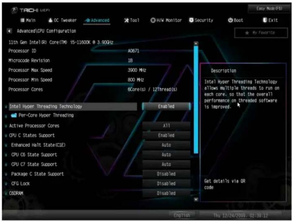 ASROCK Z590 Taichi - CPU Configuration (CPU 設定) - 1