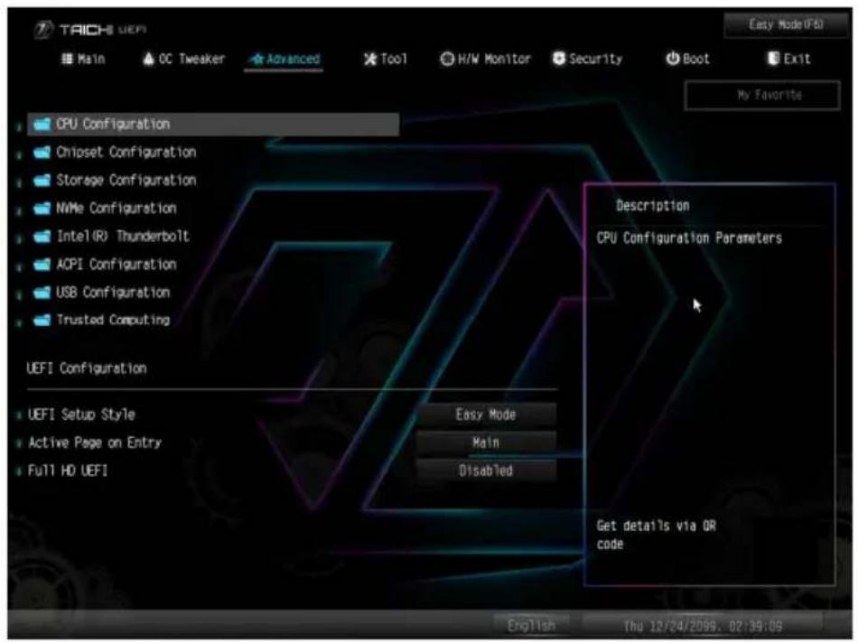 ASROCK Z590 Taichi - Advanced (詳細) 画面 - 1