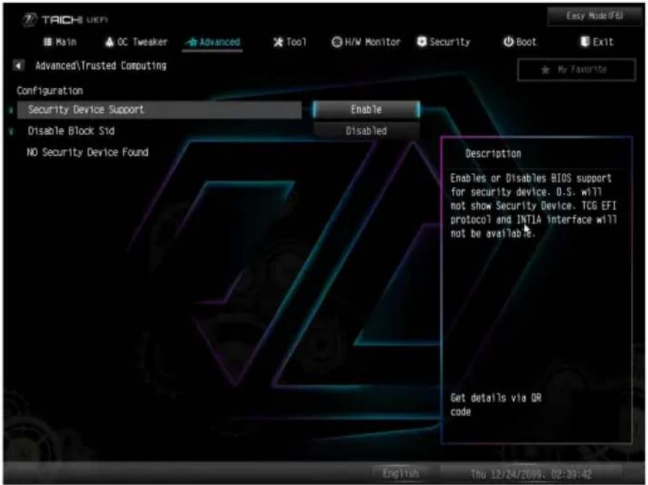 ASROCK Z590 Taichi - Trusted Computing (トラステッド・コンピューティング) - 1