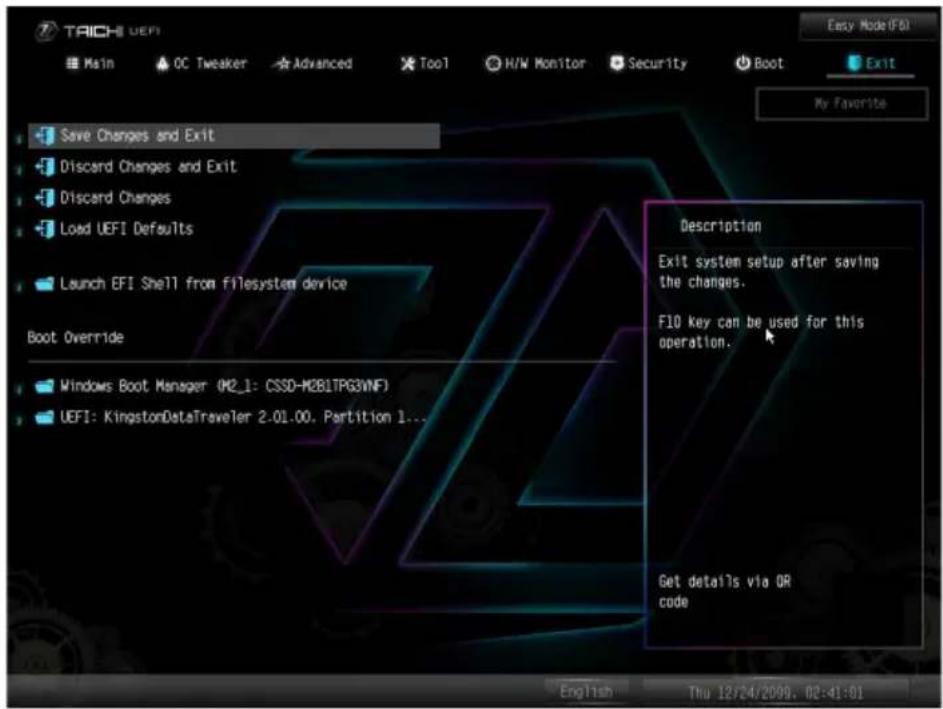ASROCK Z590 Taichi - Exit (終了) 画面 - 1