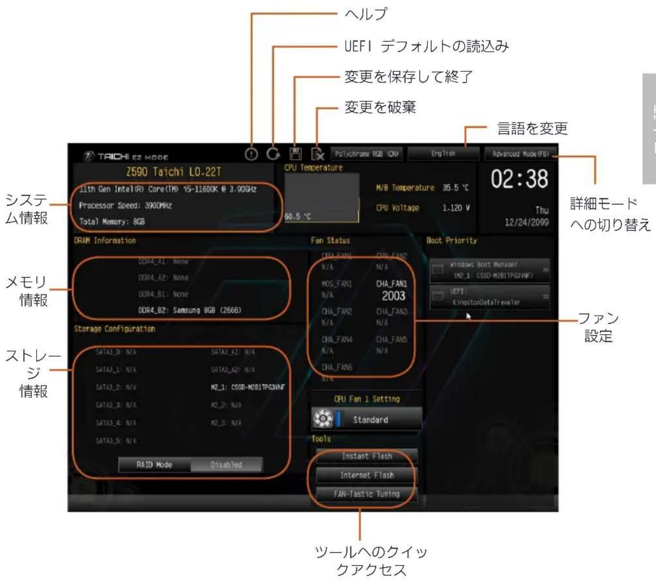 ASROCK Z590 Taichi - EZ Mode (EZ モード) - 1