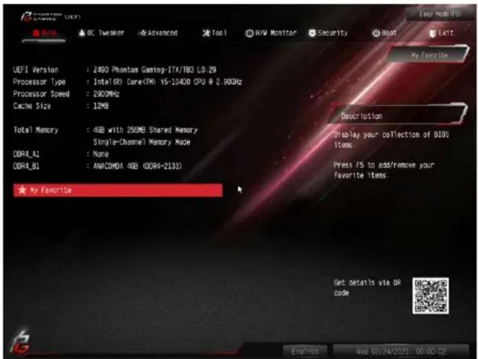 ASROCK Z490 Phantom Gaming-ITX/TB3 - Main (メイン) 画面 - 2