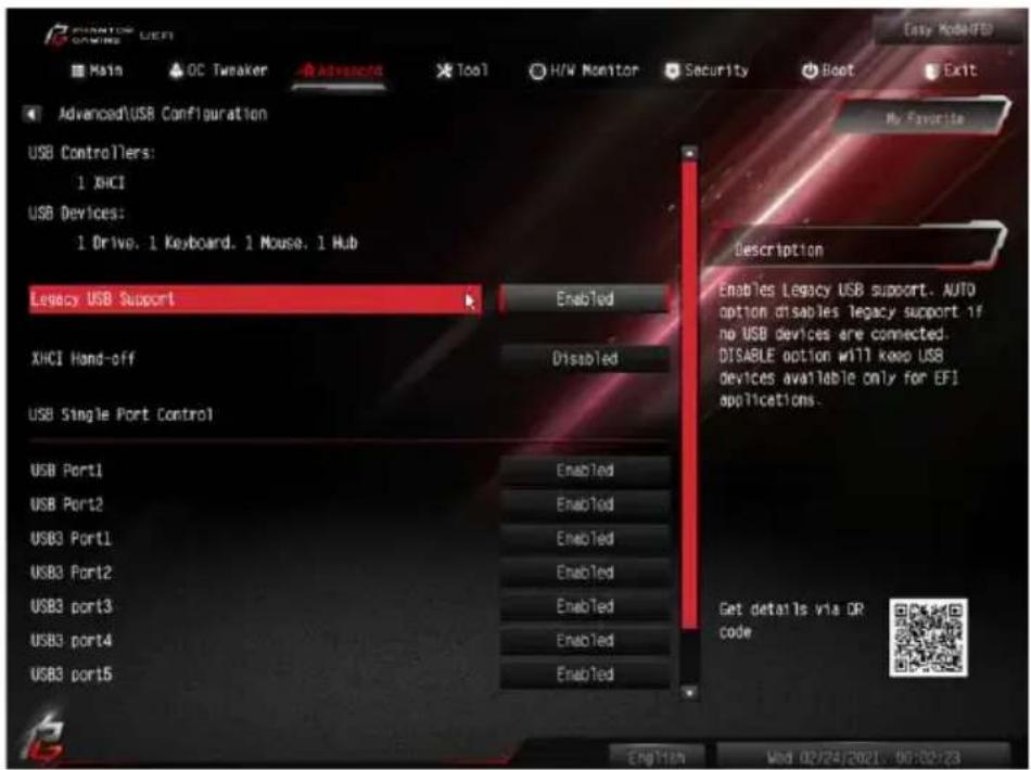ASROCK Z490 Phantom Gaming-ITX/TB3 - USB Configuration (USB 設定) - 1