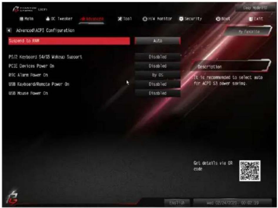 ASROCK Z490 Phantom Gaming-ITX/TB3 - ACPI Configuration (ACPI 設定) - 1