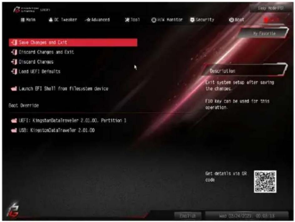 ASROCK Z490 Phantom Gaming-ITX/TB3 - Exit (終了) 画面 - 1