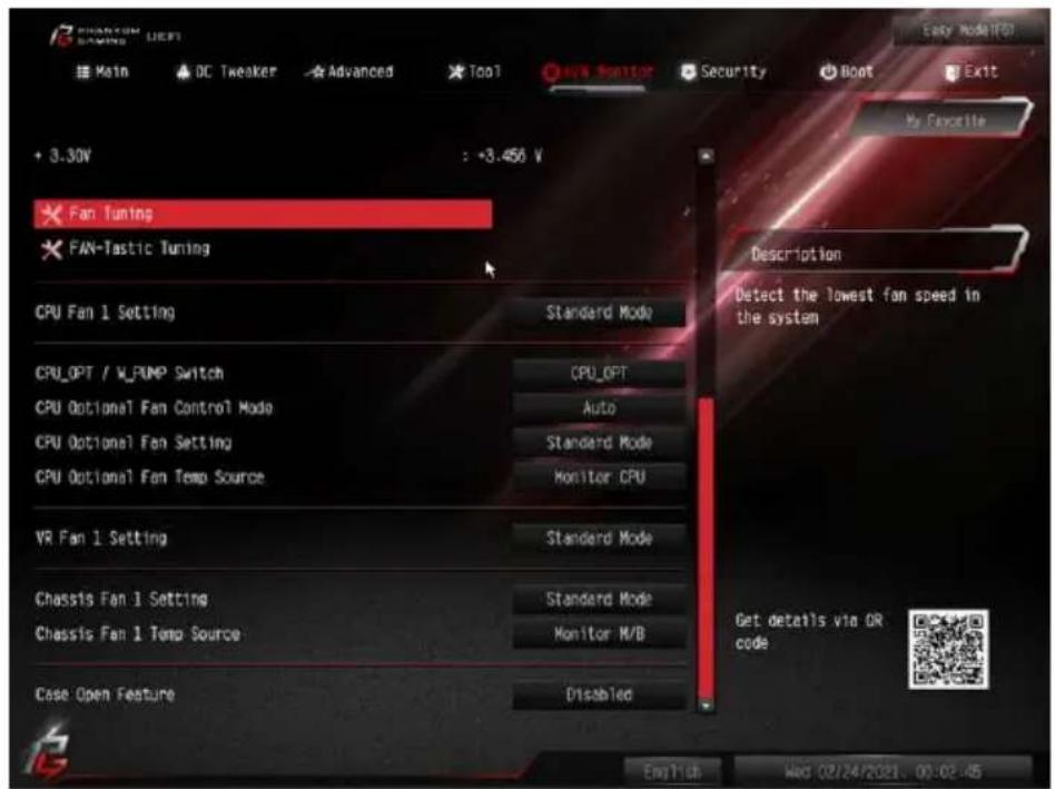 ASROCK Z490 Phantom Gaming-ITX/TB3 - Hardware Health Event Monitoring (ハードウェア ヘルス イベント監視) 画面 - 1