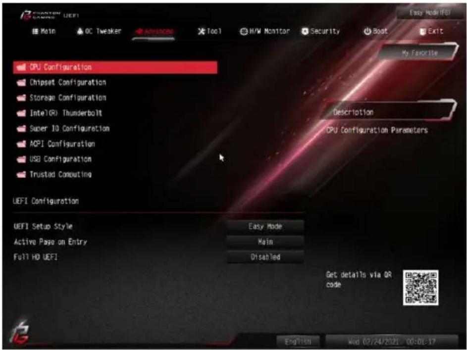 ASROCK Z490 Phantom Gaming-ITX/TB3 - Advanced (詳細) 画面 - 1