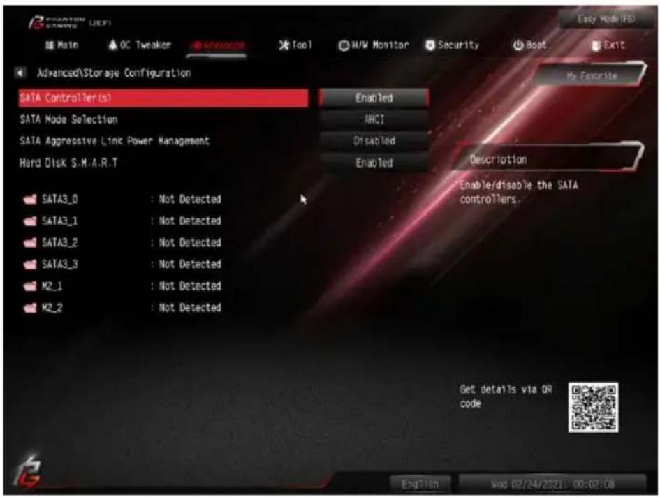 ASROCK Z490 Phantom Gaming-ITX/TB3 - Storage Configuration (ストレージ設定) - 1