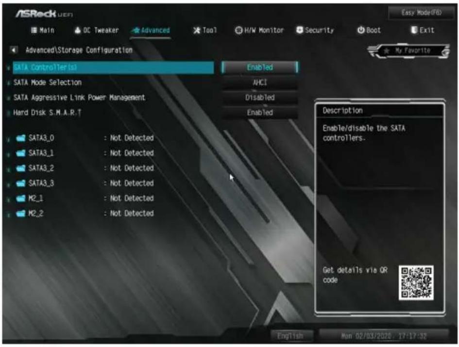ASROCK Z490M-ITX/ac - Storage Configuration (ストレージ設定) - 1