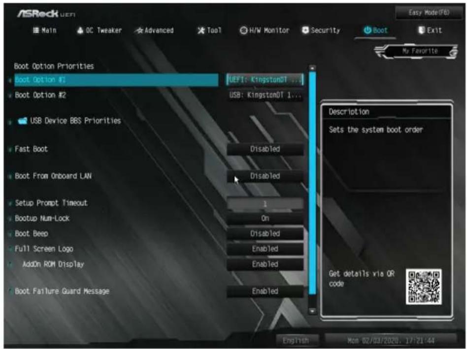 ASROCK Z490M-ITX/ac - Boot（ブート）画面 - 1
