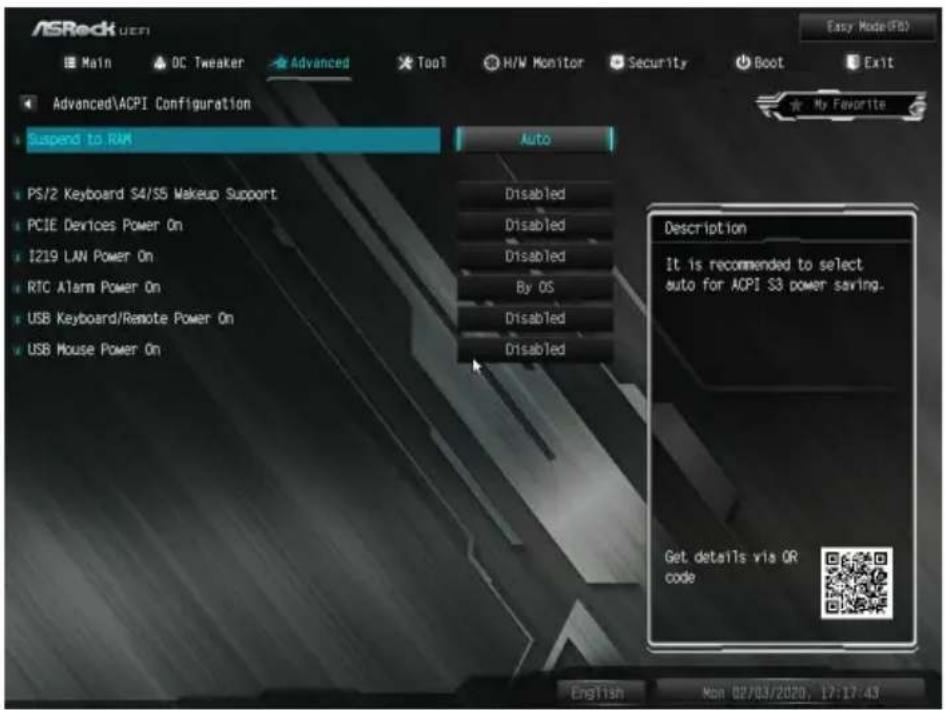 ASROCK Z490M-ITX/ac - ACPI Configuration (ACPI 設定) - 1