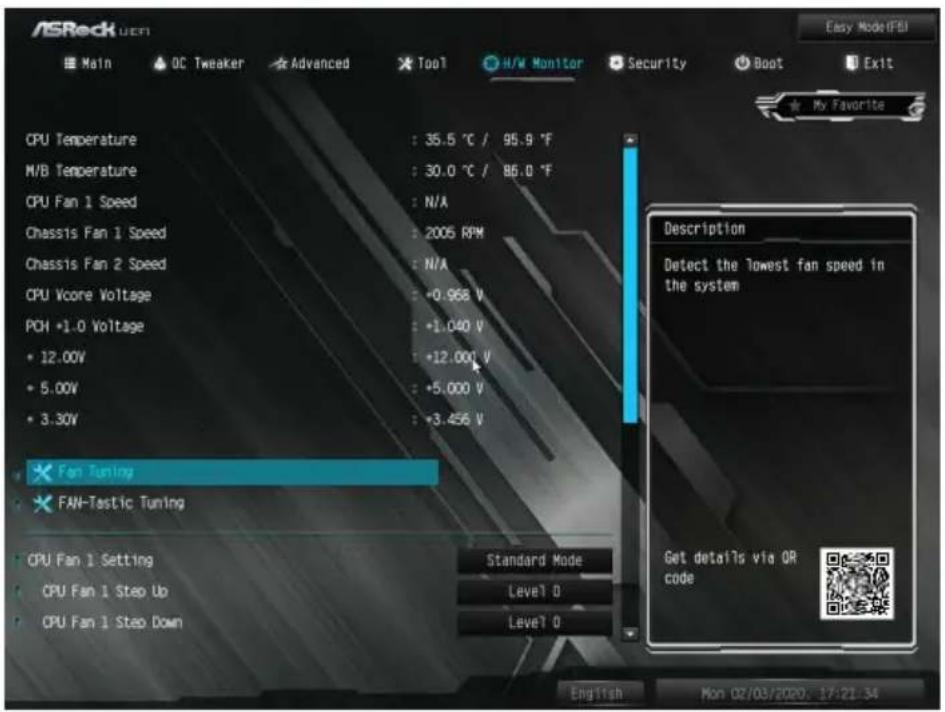 ASROCK Z490M-ITX/ac - Hardware Health Event Monitoring（ハードウェア ヘルス イベント監視）画面 - 1