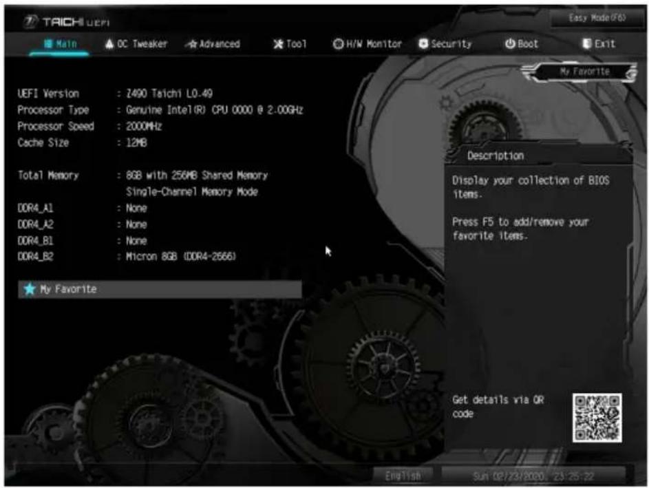 ASROCK Z490 Taichi - Main (メイン) 画面 - 2
