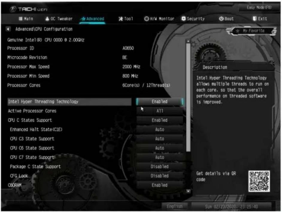 ASROCK Z490 Taichi - CPU Configuration (CPU 設定) - 1
