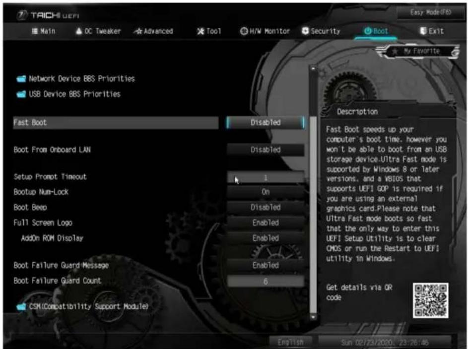 ASROCK Z490 Taichi - Boot (ブート) 画面 - 1