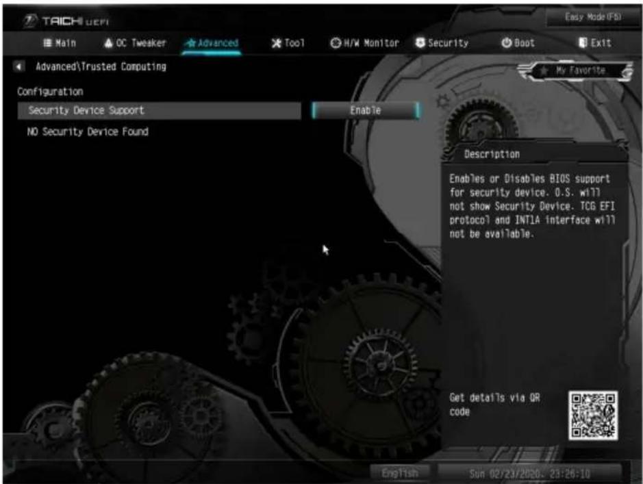 ASROCK Z490 Taichi - Trusted Computing（トラステッド・コンピューティング） - 1
