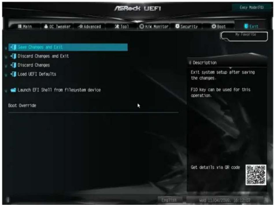 ASROCK Z590M-ITX/ax - Exit（终了）画面 - 1