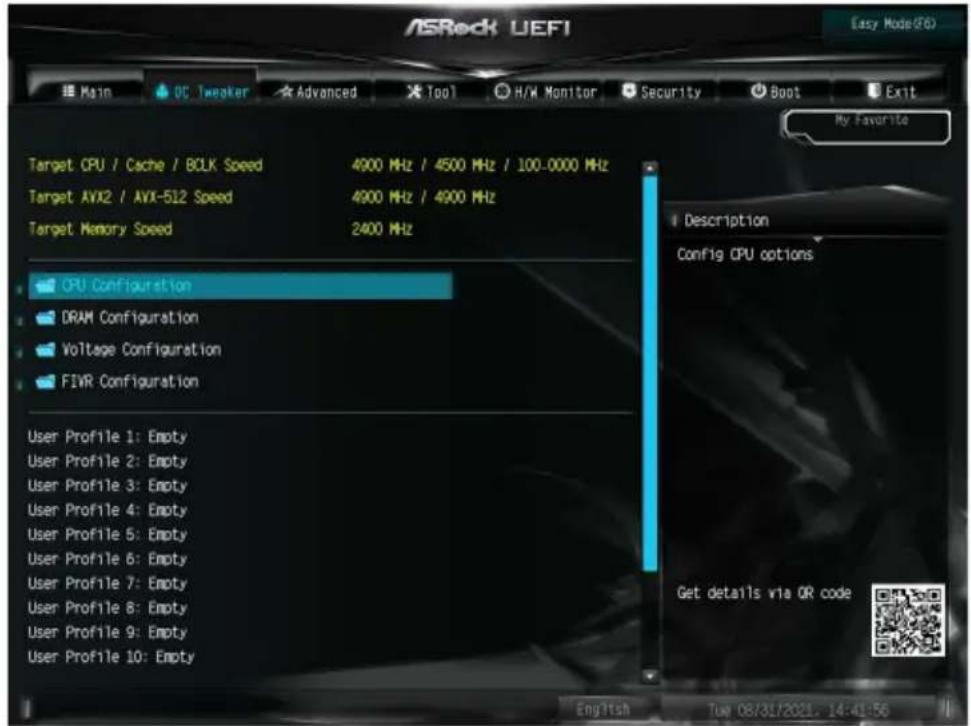 ASROCK Z690M-ITX/ax - OC Tweaker (OC 調整) 画面 - 1