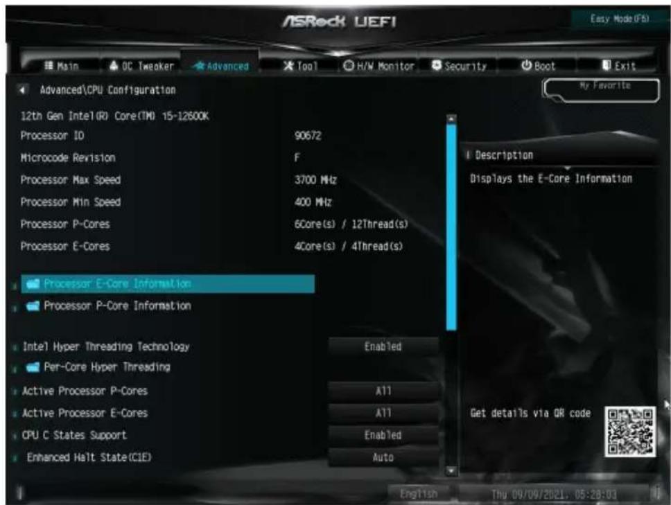 ASROCK Z690M-ITX/ax - CPU Configuration (CPU 設定) - 1