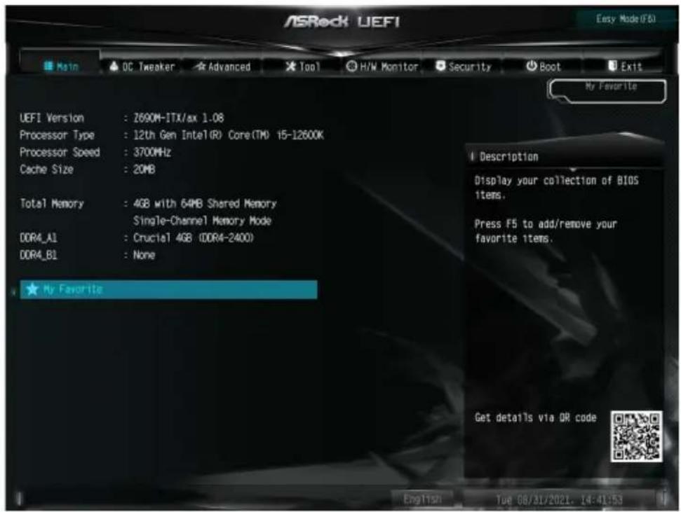 ASROCK Z690M-ITX/ax - Main（×い）画面 - 2
