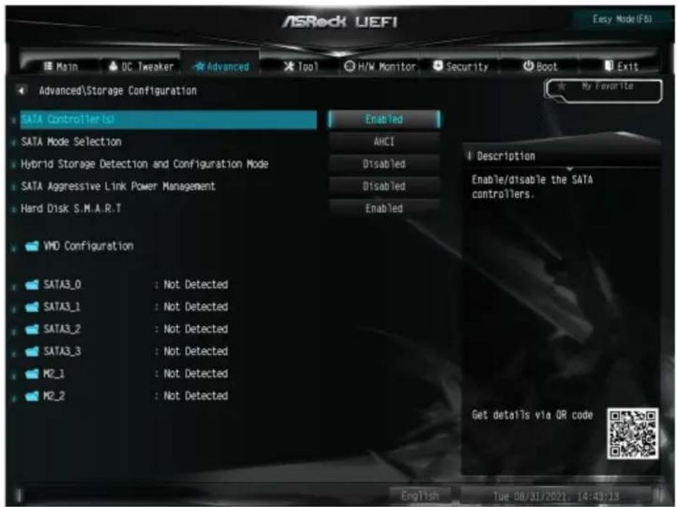 ASROCK Z690M-ITX/ax - Storage Configuration（ストレーニジ設定） - 1