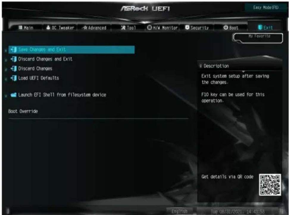 ASROCK Z690M-ITX/ax - Exit（终了）画面 - 1