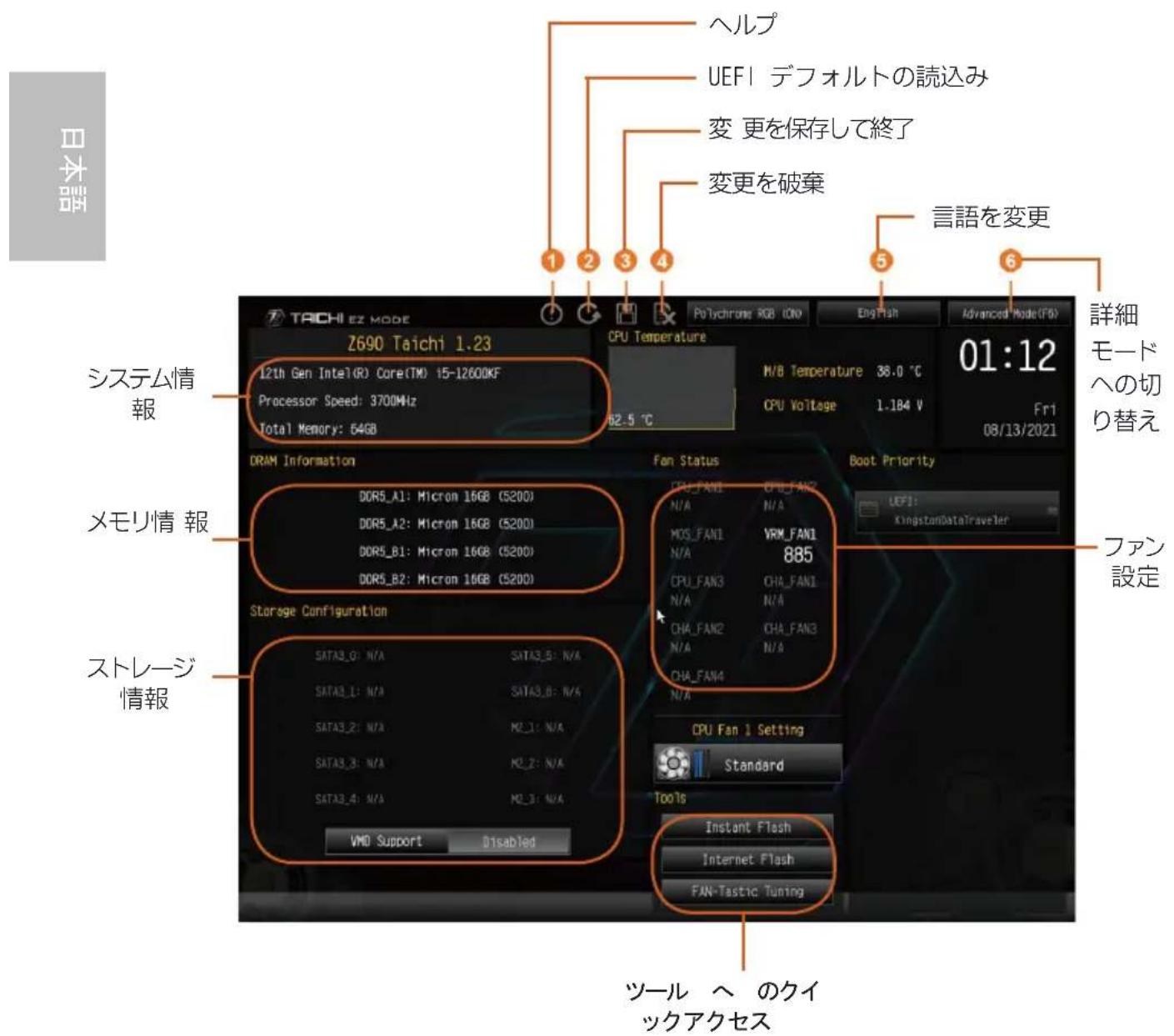 ASROCK Z690 Taichi - EZ Mode (EZ モード) - 1